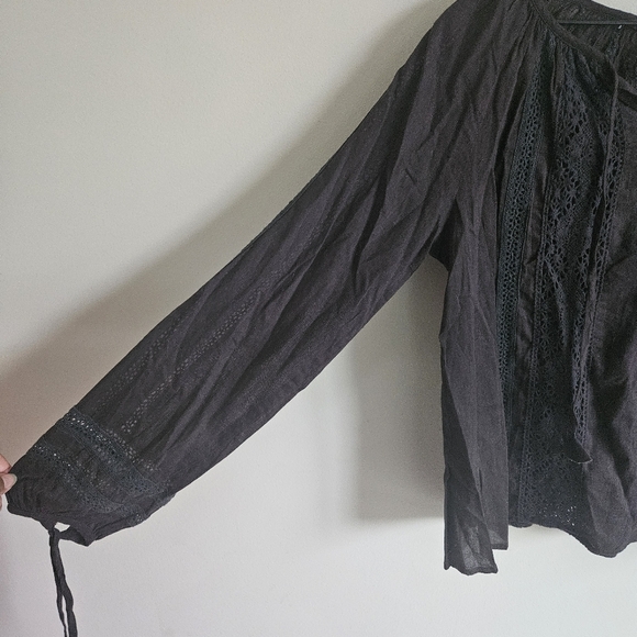 Loveshackfancy Black Lace Peasant Boho Blouse Size 1 - Picture 3 of 12